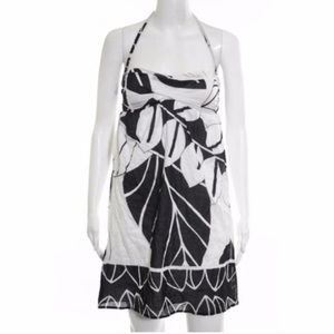 Trina Turk Black and White Floral Halter Dress